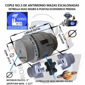 No.5 COPLE ESTRELLA DE FIERRO ANTIMONIO ECONOMICO EXTERIOR 5 7/16” LARGO 6 1/4”