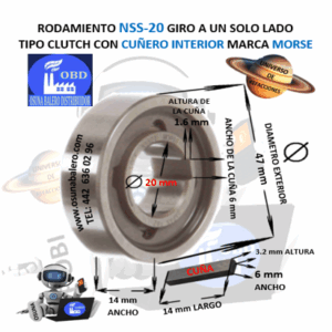 NSS-20 MORSE CLUTCH FRENO DE CONTRAVUELTA CON CUÑA INTERIOR =20mm EXTERIOR =47mm ANCHO =14mm