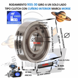 NSS-30 MORSE CLUTCH FRENO DE CONTRAVUELTA CON CUÑA INTERIOR =30mm EXTERIOR =62mm ANCHO =16mm