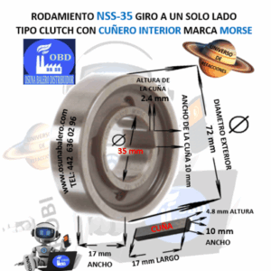 NSS-35 MORSE CLUTCH FRENO DE CONTRAVUELTA CON CUÑA INTERIOR =35mm EXTERIOR =72mm ANCHO =17mm