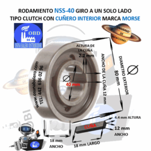 NSS-40 MORSE CLUTCH FRENO DE CONTRAVUELTA CON CUÑA INTERIOR =40mm EXTERIOR =80mm ANCHO =18mm