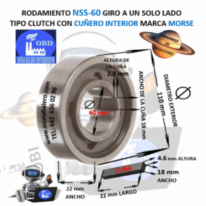 NSS-60 MORSE CLUTCH FRENO DE CONTRAVUELTA CON CUÑA INTERIOR =60mm EXTERIOR =110mm ANCHO =22mm