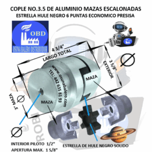 No.3.5 COPLE ESTRELLA DE ALUMINIO ECONOMICO EXTERIOR 3 5/8” LARGO 5”