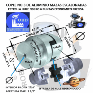 No.3 COPLE ESTRELLA DE ALUMINIO ECONOMICO EXTERIOR 3 1/4” LARGO 4 1/4”