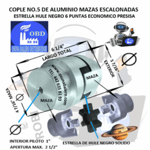 No.5 COPLE ESTRELLA DE ALUMINIO ECONOMICO EXTERIOR 5 7/16” LARGO 6 1/4”