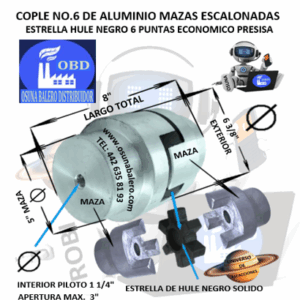 No.6 COPLE ESTRELLA DE ALUMINIO ECONOMICO EXTERIOR 6 3/8” LARGO 8”