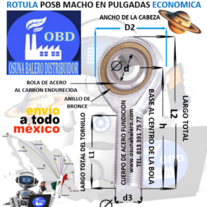 POSB-16 L ROTULA MACHO d=1" d3=ROSCA 1 1/4"-12 IZQUIERDA MARCA ECONOMIC