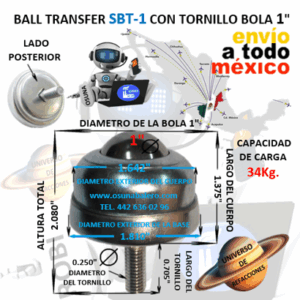SBT-1 BALL TRANSFER BOLA DE ACERO 1” TORNILLO INFERIOR 1/4”