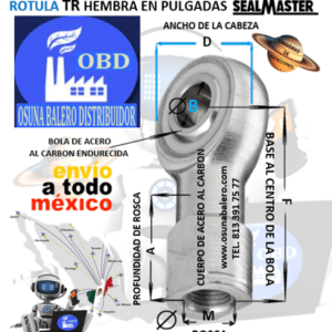 TR-8 ROTULA SEAL MASTER HEMBRA DERECHA B=1/2” M=ROSCA 1/2-20