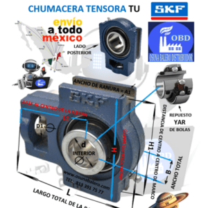 TU 1 1/8 TF CHUMACERA SKF TENSORA d=1 1/8” H1=3.5”* H=4.09” D1=0.87”* B=1.5” L1=2.76” L=4.49” A1=0.53”*