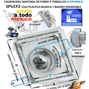 SPUCF210 CHUMACERA ECONOMICA SANITARIA DE PARED 4 TORNILLOS INTERIOR d=50mm e=4 3/8” a=5-5/8” z=2 5/32”