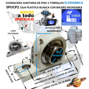 SPUCP210-32 CHUMACERA ECONÓMICA SANITARIA DE PISO (CAJA CHICA) INTERIOR d=2” h=2 1/4” e=6-1/4” a=8-1/8” b=2 3/8”