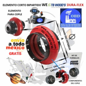 WE20 ELEMENTO FLEXIBLE ROJO DURA-FLEX TB Wood´s EXTERIOR A= 7.36” LARGO OAL= 4.62”