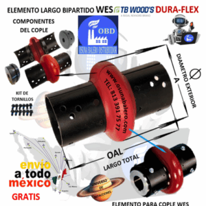 WES70 ELEMENTO ESPACIADOR FLEXIBLE ROJO DURA-FLEX TB Wood´s EXTERIOR A= 14.00” LARGO OAL= 13.17”