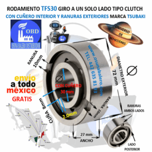TFS30 TSUBAKI CLUTCH FRENO DE CONTRAVUELTA DE RODILLOS CON CUÑA INTERIOR 30mm