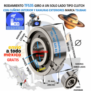 TFS35 TSUBAKI CLUTCH FRENO DE CONTRAVUELTA DE RODILLOS CON CUÑA INTERIOR 35mm