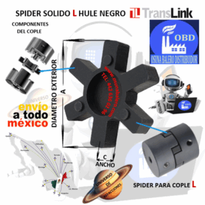 L075 ELEMENTO SPIDER TRANSLINK HULE NEOPRENO NEGRO EXTERIOR A= 45mm ANCHO C= 13mm