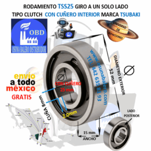 TSS25 TSUBAKI CLUTCH FRENO DE CONTRAVUELTA DE RODILLOS CON CUÑA INTERIOR 25mm