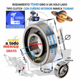 TSS40 TSUBAKI CLUTCH FRENO DE CONTRAVUELTA DE RODILLOS CON CUÑA INTERIOR 40mm