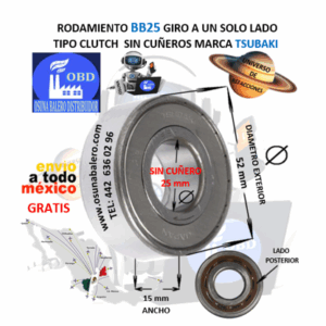 BB25 CLUTCH TSUBAKI FRENO DE CONTRAVUELTA DE BOLAS INTERIOR 25mm EXTERIOR 52mm ANCHO 15mm
