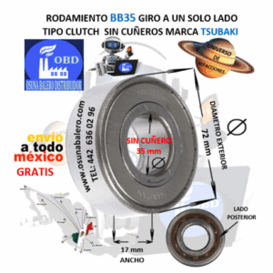 BB35 CLUTCH TSUBAKI FRENO DE CONTRAVUELTA DE BOLAS INTERIOR 35mm EXTERIOR 72mm ANCHO 17mm