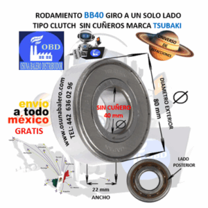 BB40 CLUTCH TSUBAKI FRENO DE CONTRAVUELTA DE BOLAS INTERIOR 40mm EXTERIOR 80mm ANCHO 22mm
