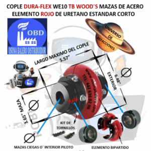 WE10 COPLE CON ELEMENTO FLEXIBLE ROJO MARCA TB Wood´s EXTERIOR 6.48” LARGO 5.57”