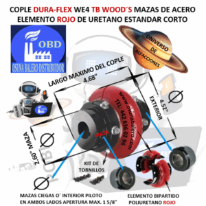 WE4 COPLE CON ELEMENTO FLEXIBLE ROJO MARCA TB Wood´s EXTERIOR 4.52” LARGO 4.68”