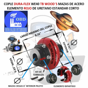 WE40 COPLE CON ELEMENTO FLEXIBLE ROJO MARCA TB Wood´s EXTERIOR 9.71” LARGO  8.16”