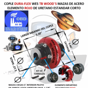 WE5 COPLE CON ELEMENTO FLEXIBLE ROJO MARCA TB Wood´s EXTERIOR 5.40” LARGO 5.30”