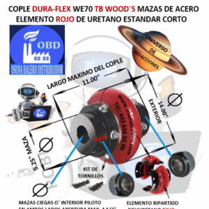 WE70 COPLE CON ELEMENTO FLEXIBLE ROJO MARCA TB Wood´s EXTERIOR 14.00” LARGO 11.00”