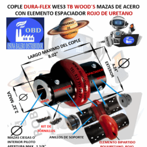 WES3 COPLE CON ELEMENTO ESPACIADOR FLEXIBLE ROJO MARCA TB Wood´s EXTERIOR 4.24” LARGO 8.02”
