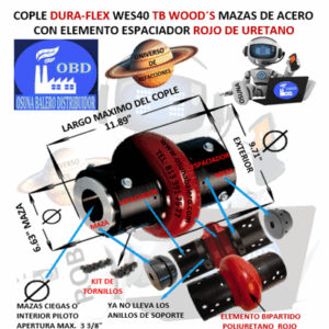 WES40 COPLE CON ELEMENTO ESPACIADOR FLEXIBLE ROJO MARCA TB Wood´s EXTERIOR 9.71” LARGO 11.89”