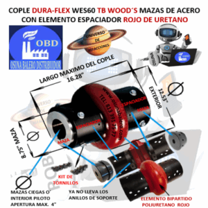 WES60 COPLE CON ELEMENTO ESPACIADOR FLEXIBLE ROJO MARCA TB Wood´s EXTERIOR 12.53” LARGO 16.28”