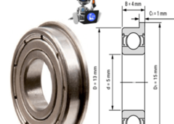 F695-ZZ RODAMIENTO ECONOMIC CON CEJA d=5mm D=13mm B=4mm D1CEJA=15mm