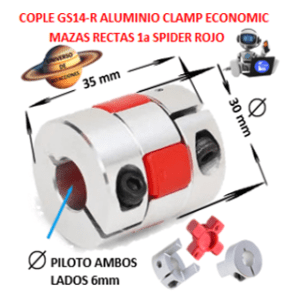 GS14 COPLE ECONOMIC DE ALUMINIO MAZAS ( 1A ) RECTAS CLAMP PILOTO EXTERIOR 30mm LARGO 35mm