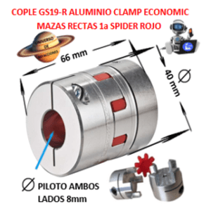 GS19-R COPLE ECONOMIC DE ALUMINIO MAZAS ( 1a ) RECTAS CLAMP PILOTO EXTERIOR 40mm LARGO 66mm