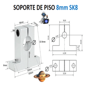 SK8 SOPORTE DE PISO PARA EJE LINEAL DE IMPRESORA 3D Y CNC INTERIOR 8mm