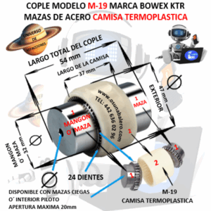 M-19 COPLE BOWEX KTR COMPLETO EXTERIOR 47mm LARGO 54mm