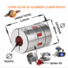 GS-38 COPLE ROTEX KTR DE ALUMINIO MAZAS ( 1A ) RECTAS CLAMP PILOTO EXTERIOR 80mm LARGO 114mm