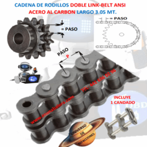R140-2R CAJA DE CADENA DOBLE LINK-BELT PASO 140 REMACHADA PASO 1 3/4” LARGO 3.05MT. ( 10FT )