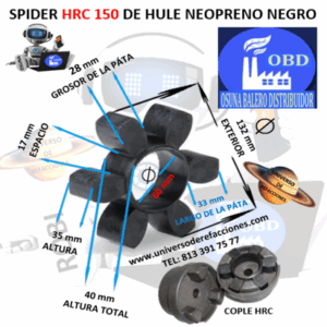 HRC 150 SPIDER ECONOMIC HULE NEOPRENO NEGRO EXTERIOR 132mm ALTURA 40mm