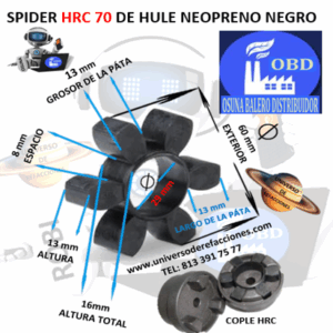 HRC 70 SPIDER ECONOMIC HULE NEOPRENO NEGRO EXTERIOR 60mm ALTURA 16mm