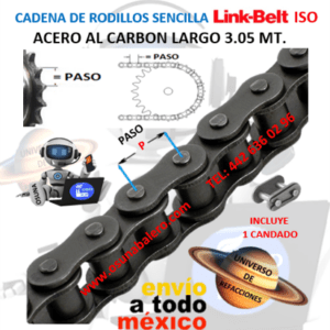 R06B-1 CAJA DE CADENA LINK-BELT PASO 9.525mm ( 0.375” 3/8” ) LARGO 3.05MT. ( 10FT )