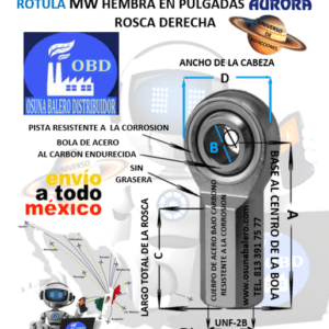 MW-7 ROTULA AURORA HEMBRA B=7/16″ UNF-2B=ROSCA 7/16-20 DERECHA