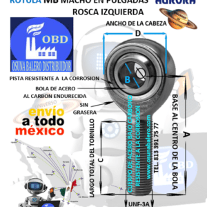 MB-10 ROTULA AURORA MACHO B=5/8″ UNF-3A =ROSCA 5/8-18 IZQUIERDA