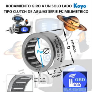 FC-30 CLUTCH KOYO FRENO DE CONTRAVUELTA DE AGUJAS INTERIOR Fw=30mm EXTERIOR D=37mm ANCHO 20mm