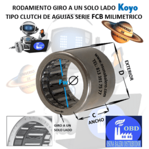 FCB-10 CLUTCH KOYO FRENO DE CONTRAVUELTA DE AGUJAS INTERIOR Fw=10mm EXTERIOR D=16mm ANCHO 20mm