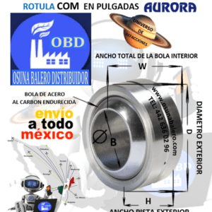COM-10 ROTULA AURORA SIN VASTAGO B= 0.625” D= 1.187” W= 0.625” H= 0.500″