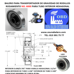 6000 BALERO FRANTZ INTERIOR PLASTICO HEXAGONAL 11/16″ PARA INTERIOR DE TUBO 3.196″